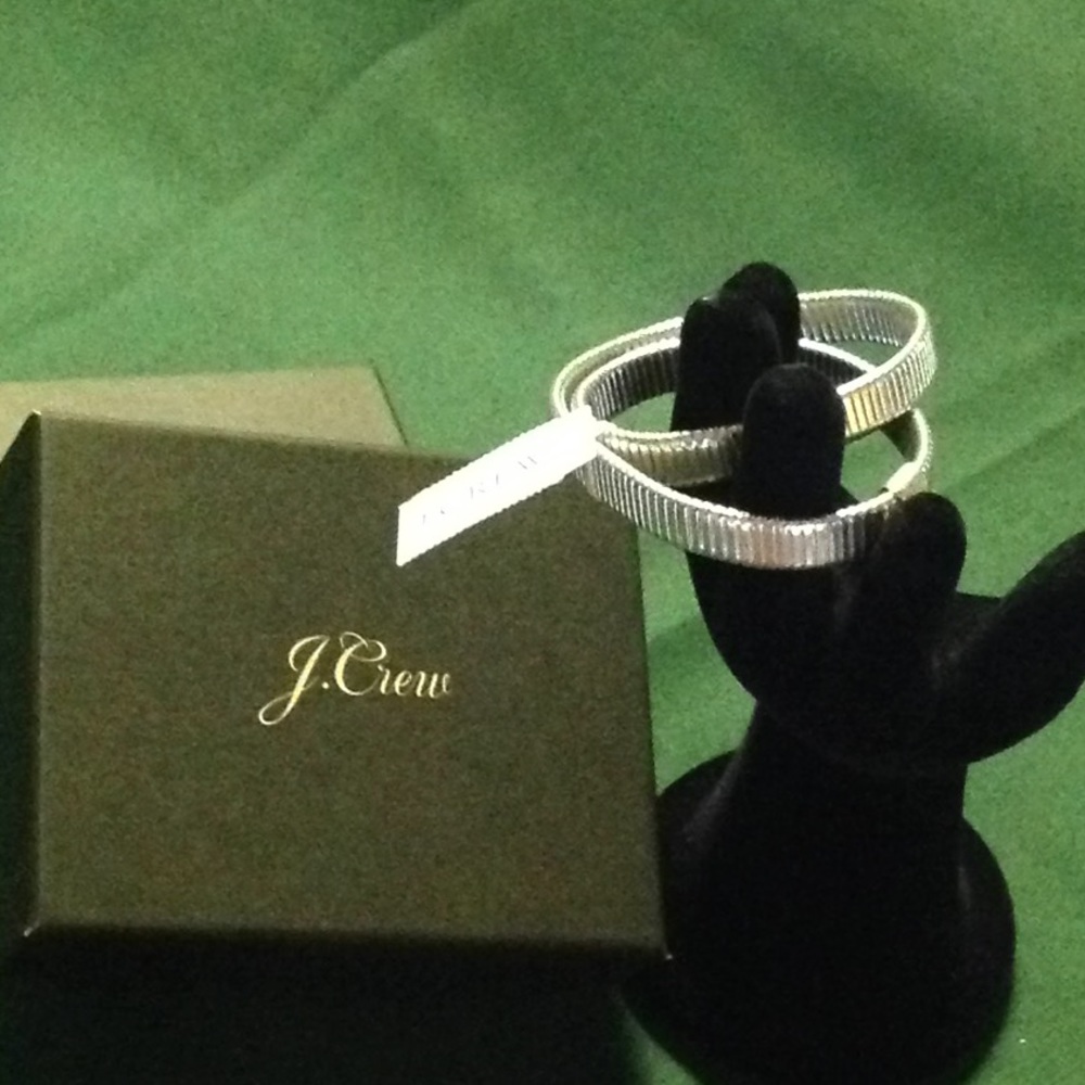 NWT J.Crew silver tone double band bracelet